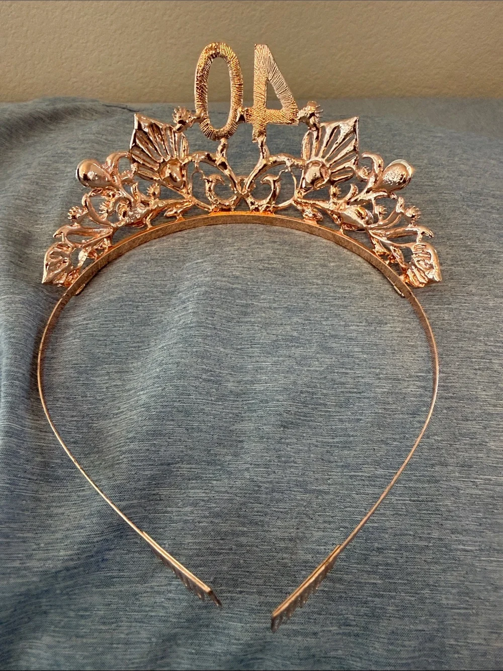 Rose Gold 40th Birthday Tiara with Pink Gem Accents